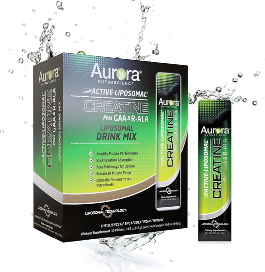 Aurora Nutrascience Active-Liposomal Creatine with GAA and R-ALA for Exercise Performance and Muscle Growth, 30 Packets - BoostGo Australia