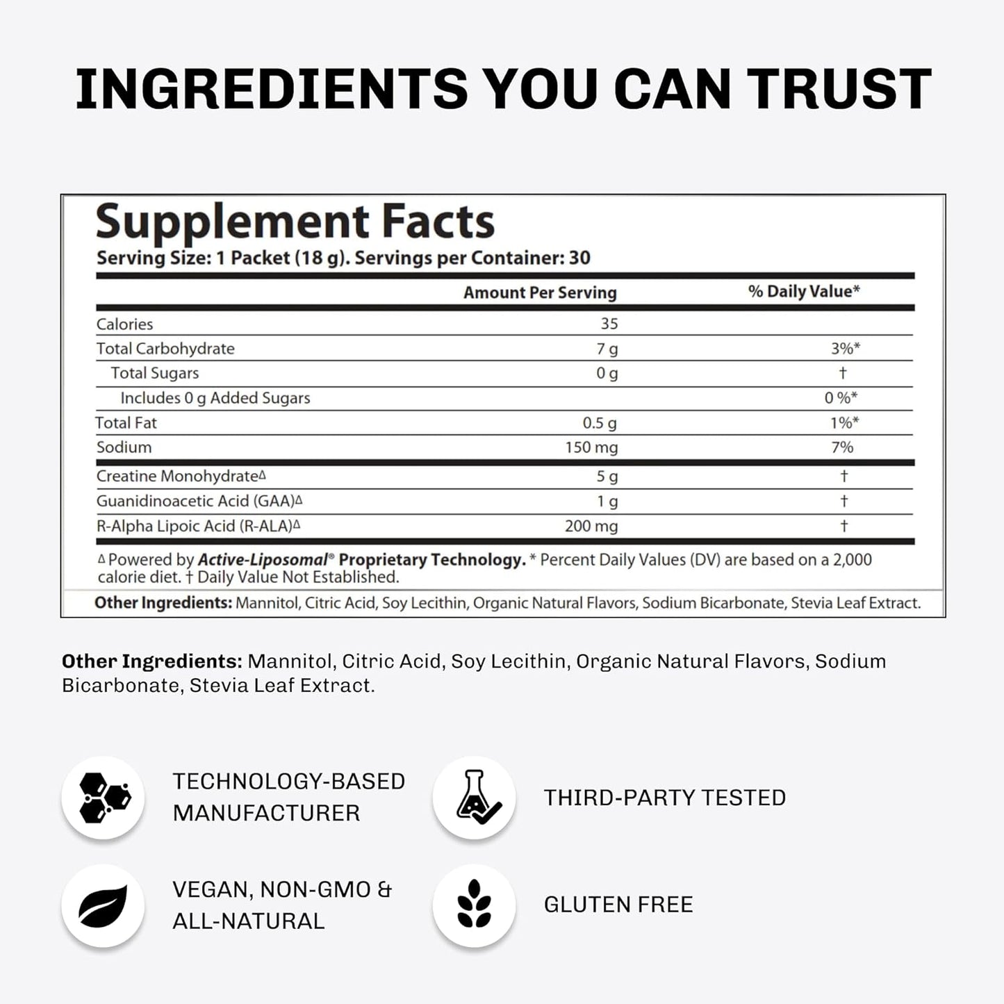 Aurora Nutrascience Active-Liposomal Creatine with GAA and R-ALA for Exercise Performance and Muscle Growth, 30 Packets - BoostGo Australia