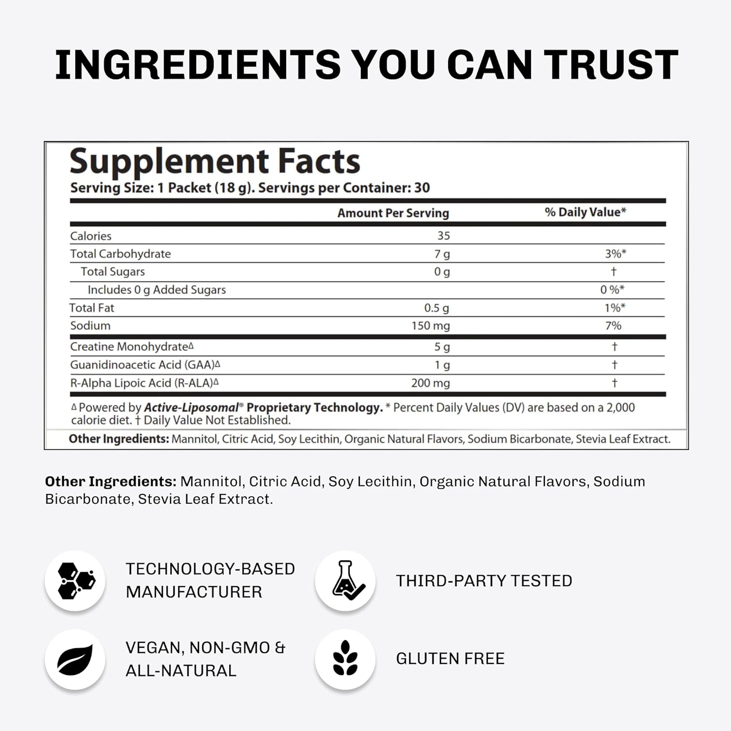 Aurora Nutrascience Active-Liposomal Creatine with GAA and R-ALA for Exercise Performance and Muscle Growth, 30 Packets - BoostGo Australia