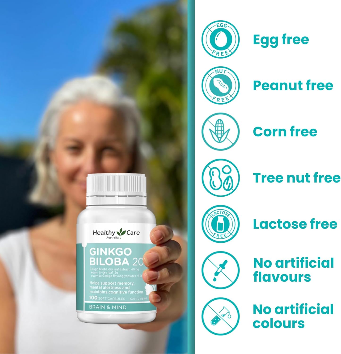 Australian Made Ginkgo Biloba Capsules - 2000mg, 100 Count - Natural Health Support