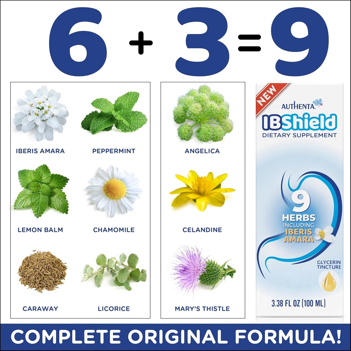 AUTHENTA IBShield Glycerin 100ml | 9 Herb Gastrointestinal Support Formula
