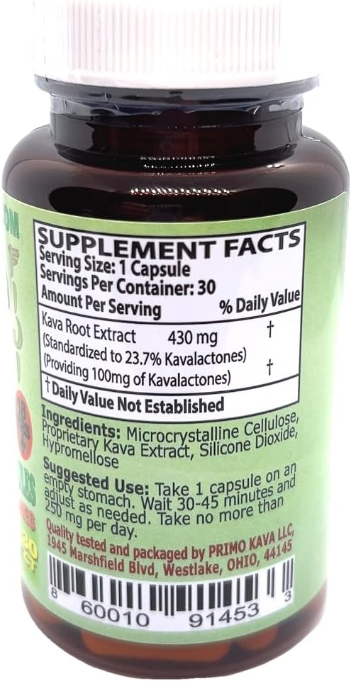 Authentic Fiji Kava Kava Capsules | Fast-Acting Extract with 100mg Kavalactones | Adaptogenic Experience | 30 Count