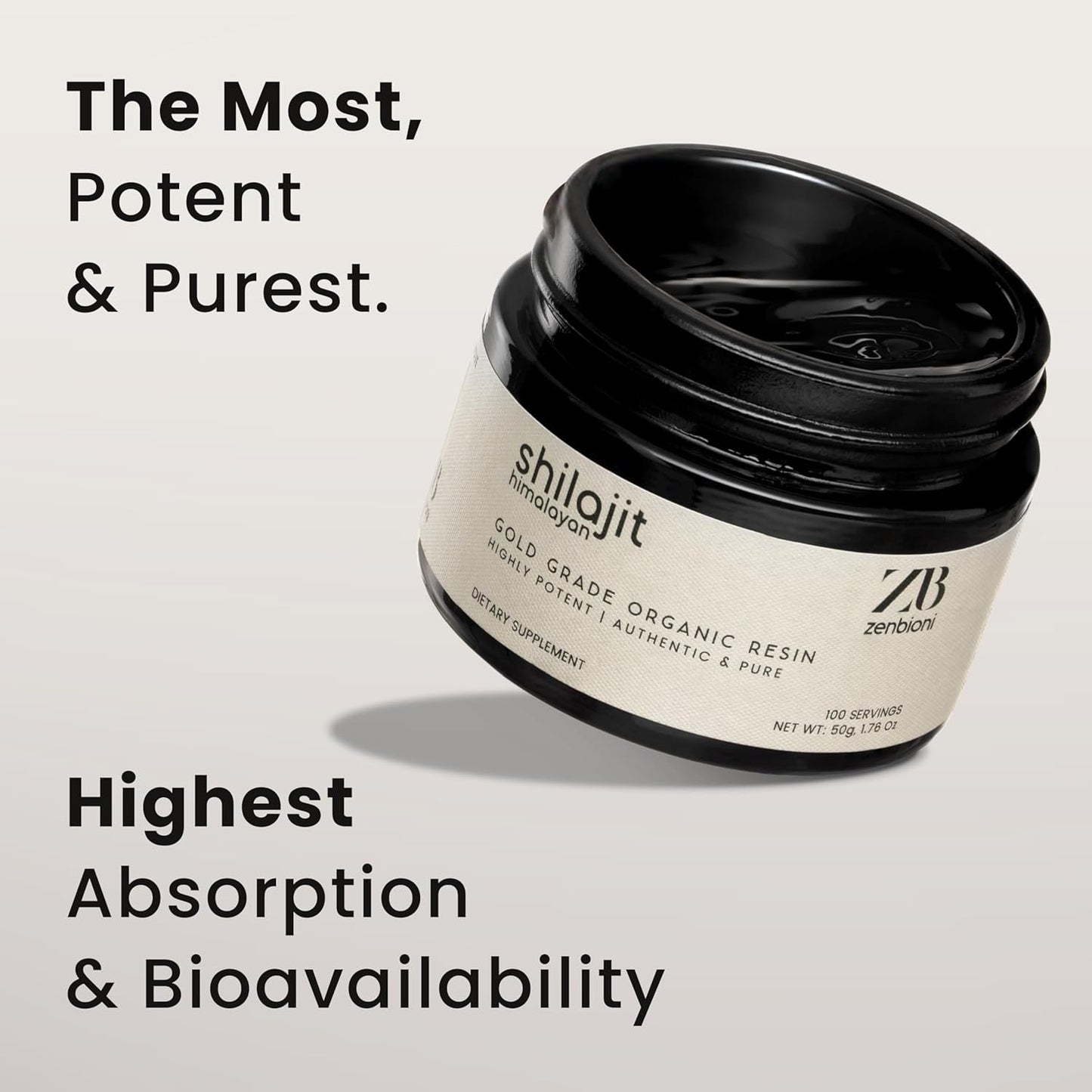 Authentic Himalayan Shilajit Resin 50g for Men & Women - Pure, Natural, Lab Tested - 100 Servings, 500mg - Fulvic Acid Supplement - Gold Grade Organic