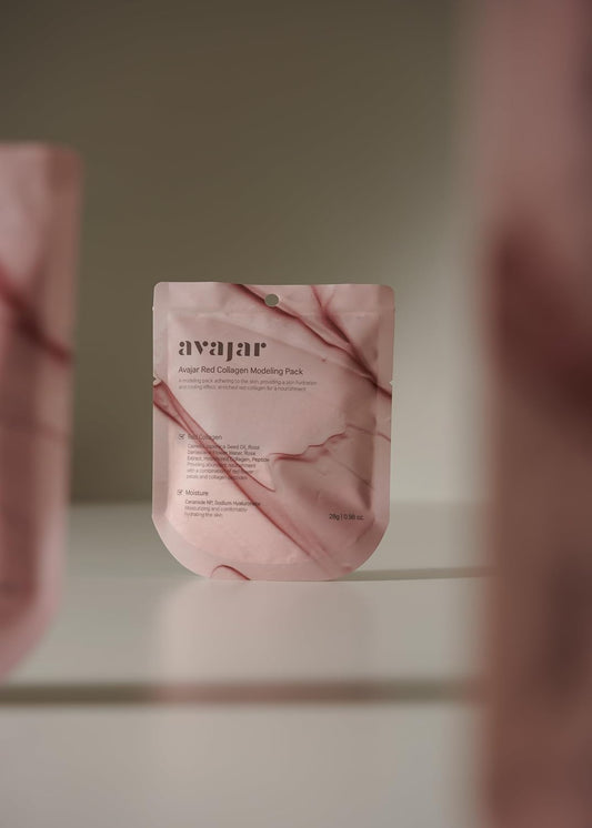 Avajar Red Collagen Modeling Pack 0.98 oz - Korean Clay Mask for Pore Tightening and Collagen Boosting at Home Spa