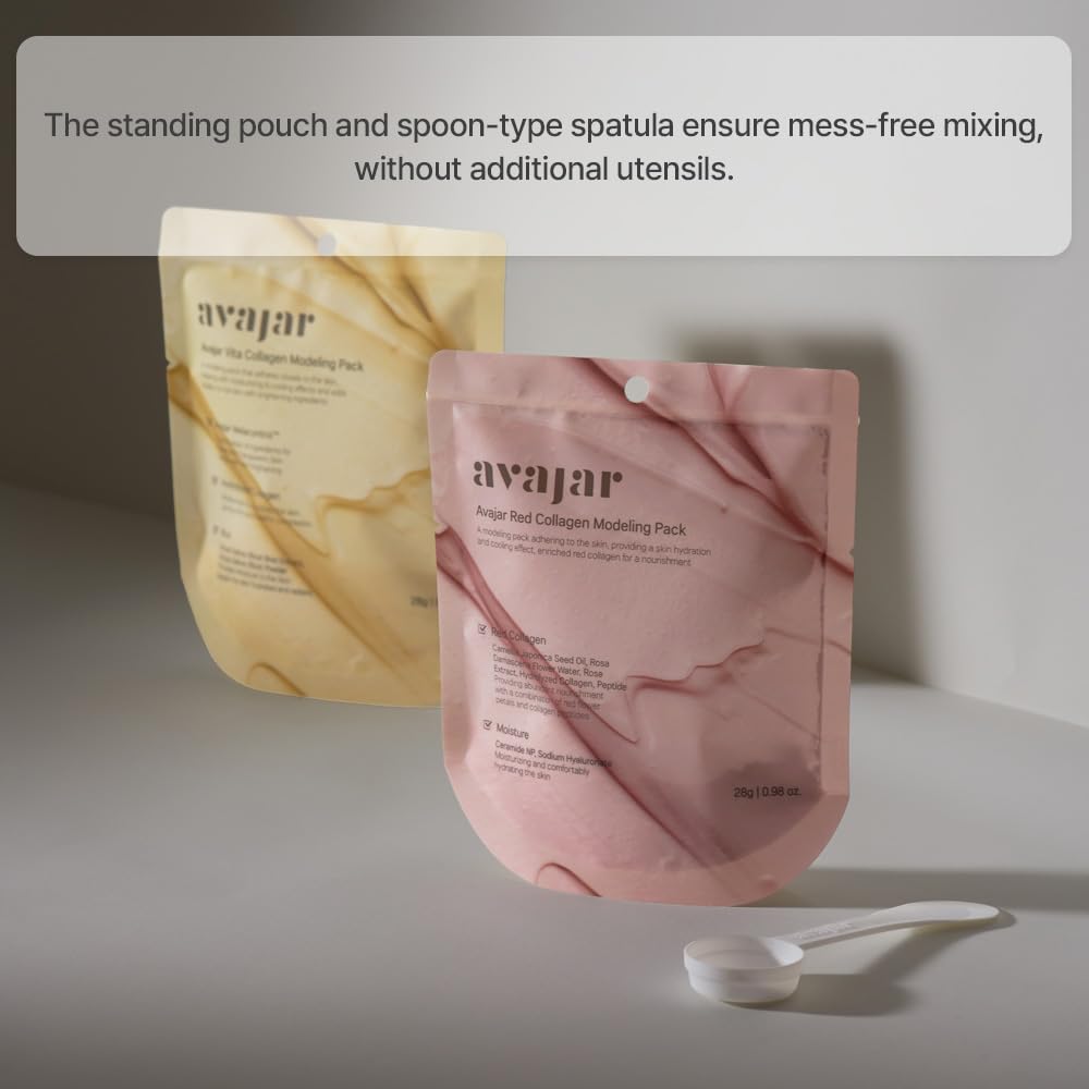 Avajar Red Collagen Modeling Pack 0.98 oz - Korean Clay Mask for Pore Tightening and Collagen Boosting at Home Spa