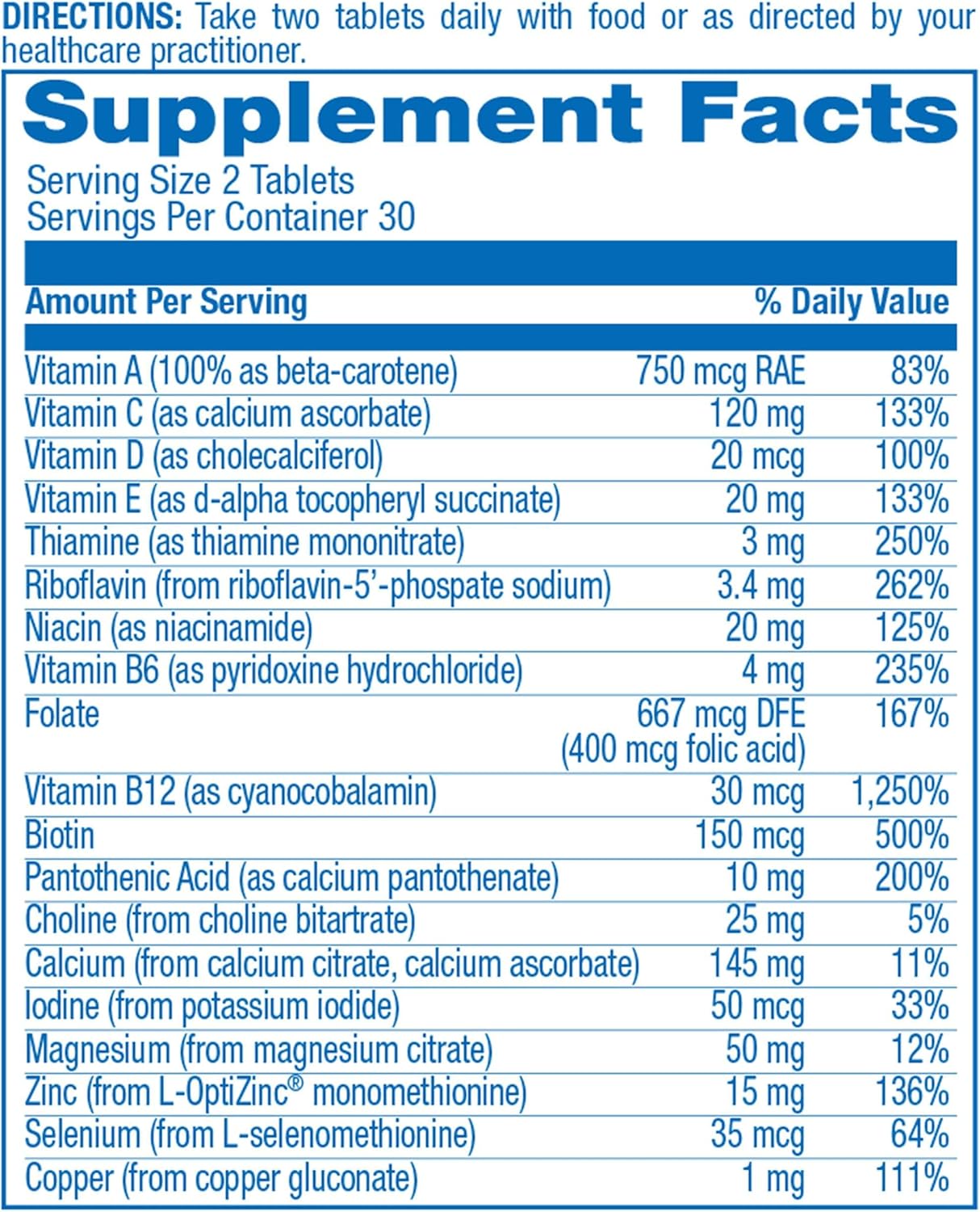 AVED Eze Iron-Free Daily Multivitamin for Men and Women - Digestive Blend, 60 Tablets - Vitamin A, C, D, E, B Complex