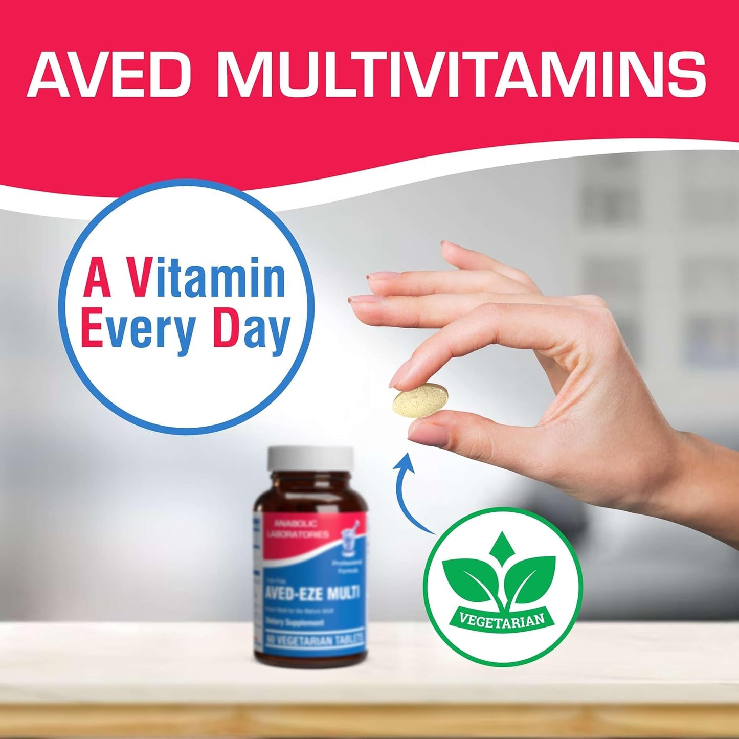 AVED Eze Iron-Free Daily Multivitamin for Men and Women - Digestive Blend, 60 Tablets - Vitamin A, C, D, E, B Complex