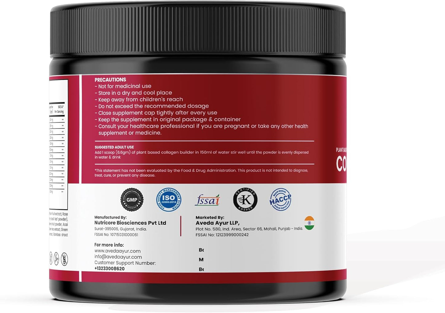 Aveda Plant Based Collagen Builder Powder - Orange Flavor with Biotin and Vitamin C for Skin Radiance and Youthful Glow - 250g