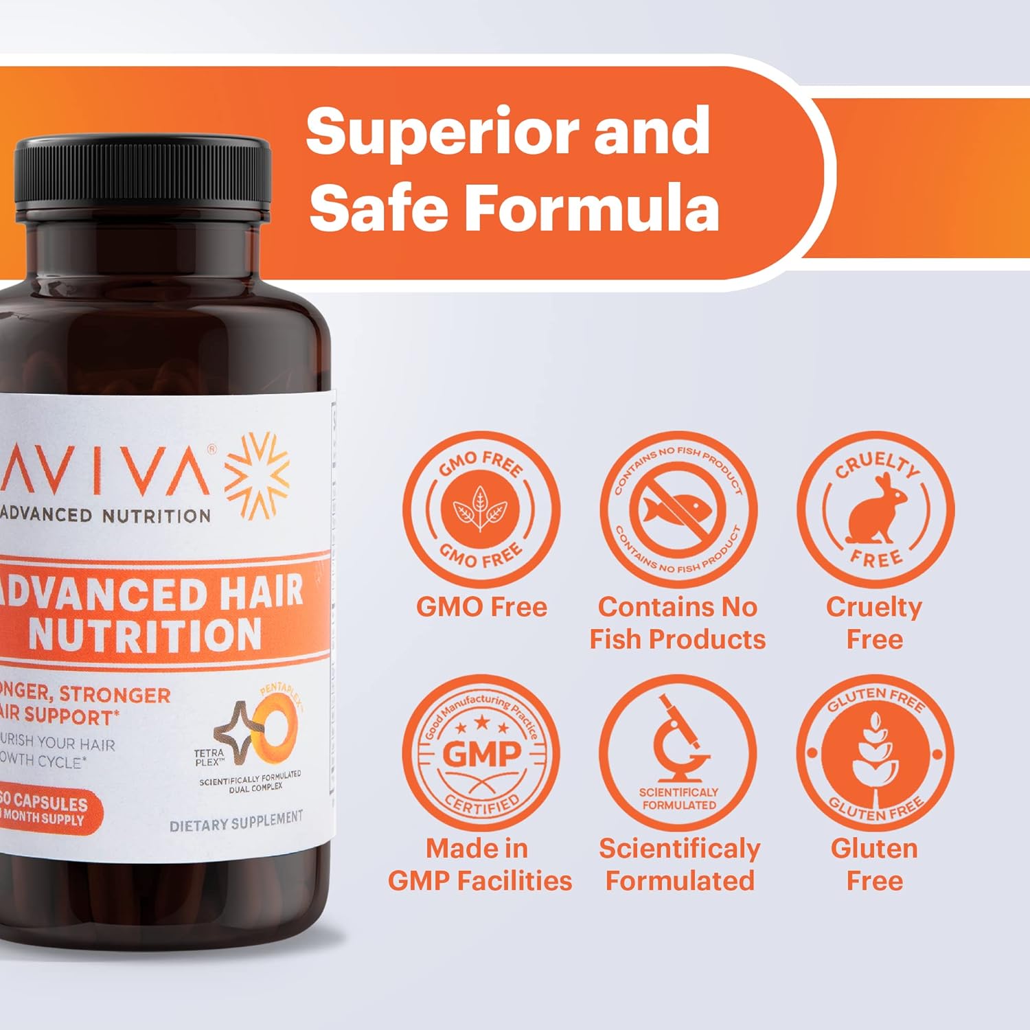 AVIVA Hair Growth Vitamins - Advanced Nutrition Supplement for Voluminous Tresses with Biotin, Essential Oils, and Nutrients - 180 Capsules