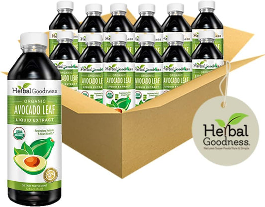 Avocado Leaf Extract Liquid Supplement for Gut Health, Bone Health, and Immune Support - Probiotic Protein Fiber - 12oz Bottles - Pack of 12