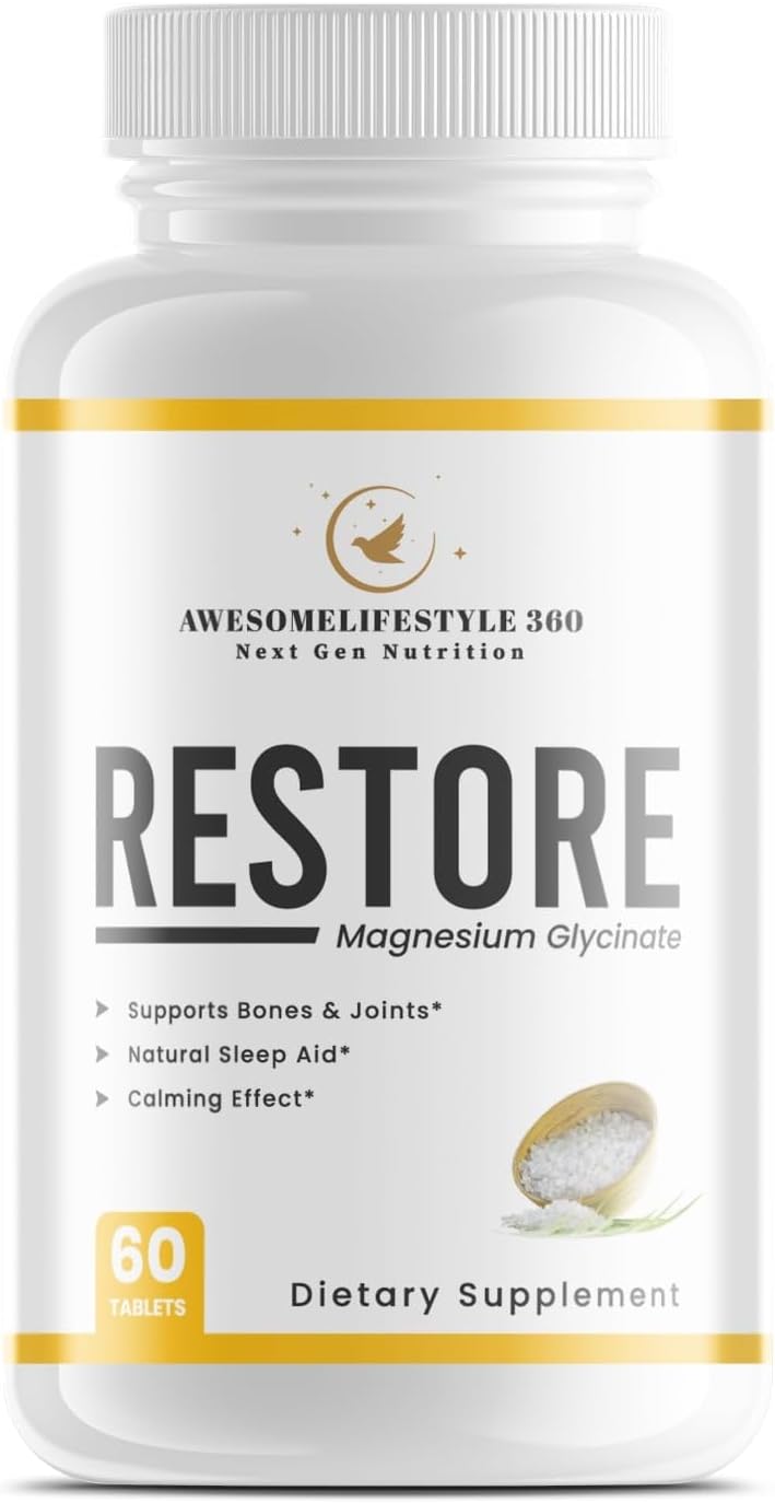Awesomelifestyle360 Next Gen Nutrition Magnesium Glycinate Sleep Aid Tablets - Supports Brain, Bones, Joints
