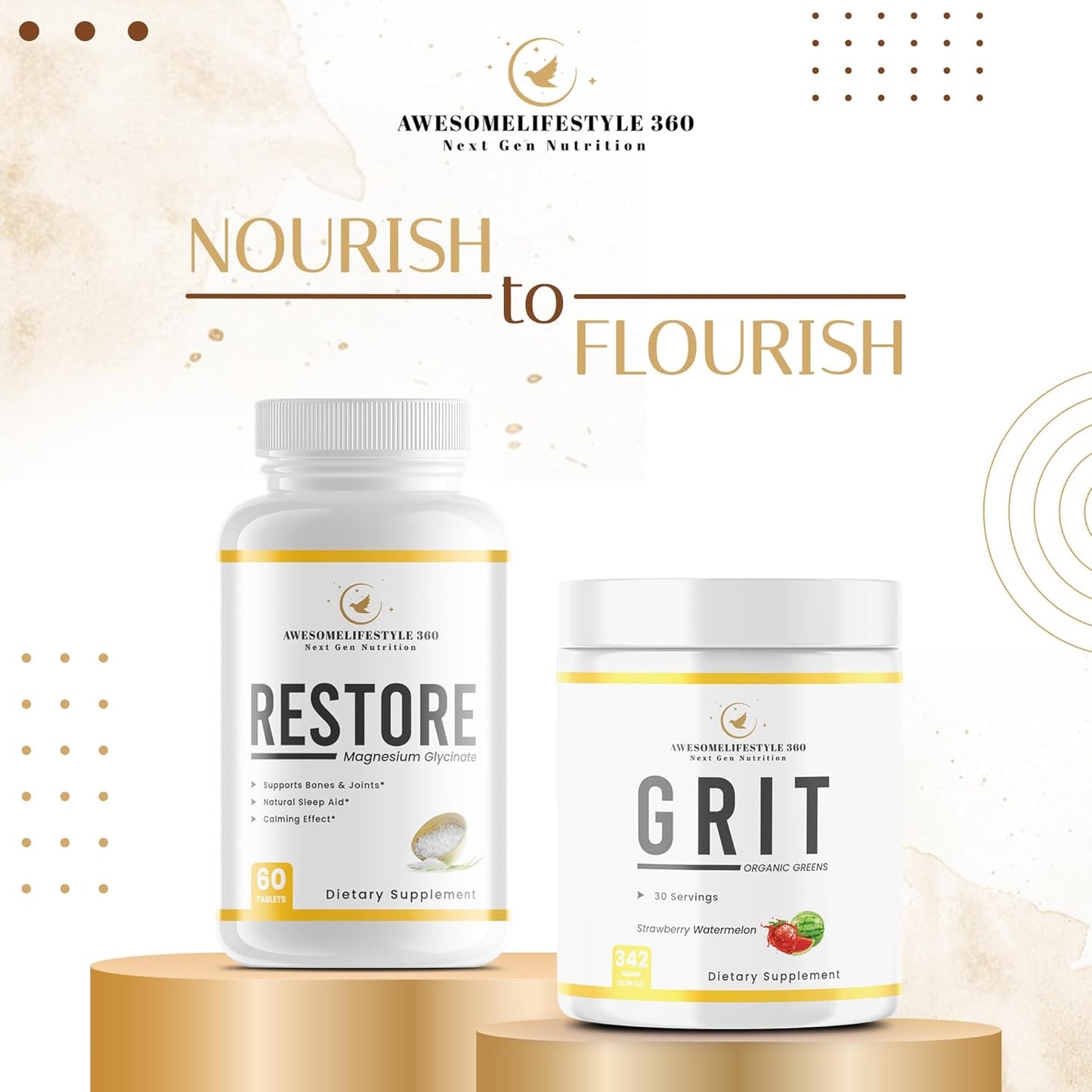 Awesomelifestyle360 Next Gen Nutrition Magnesium Glycinate Sleep Aid Tablets - Supports Brain, Bones, Joints