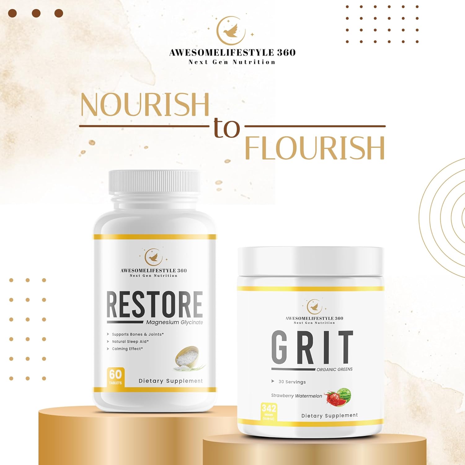 Awesomelifestyle360 Next Gen Nutrition Magnesium Glycinate Sleep Aid Tablets - Supports Brain, Bones, Joints