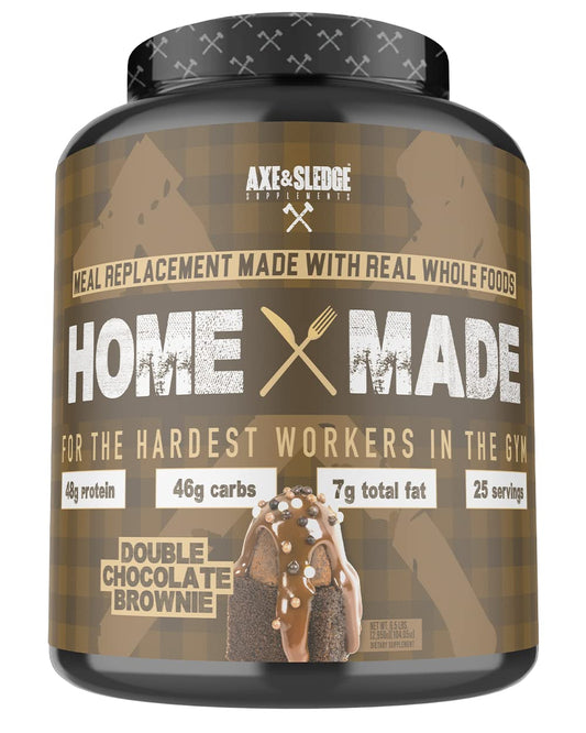 Axe & Sledge Supplements Chocolate Brownie Meal Replacement Powder with Digestive Enzymes - 25 Servings