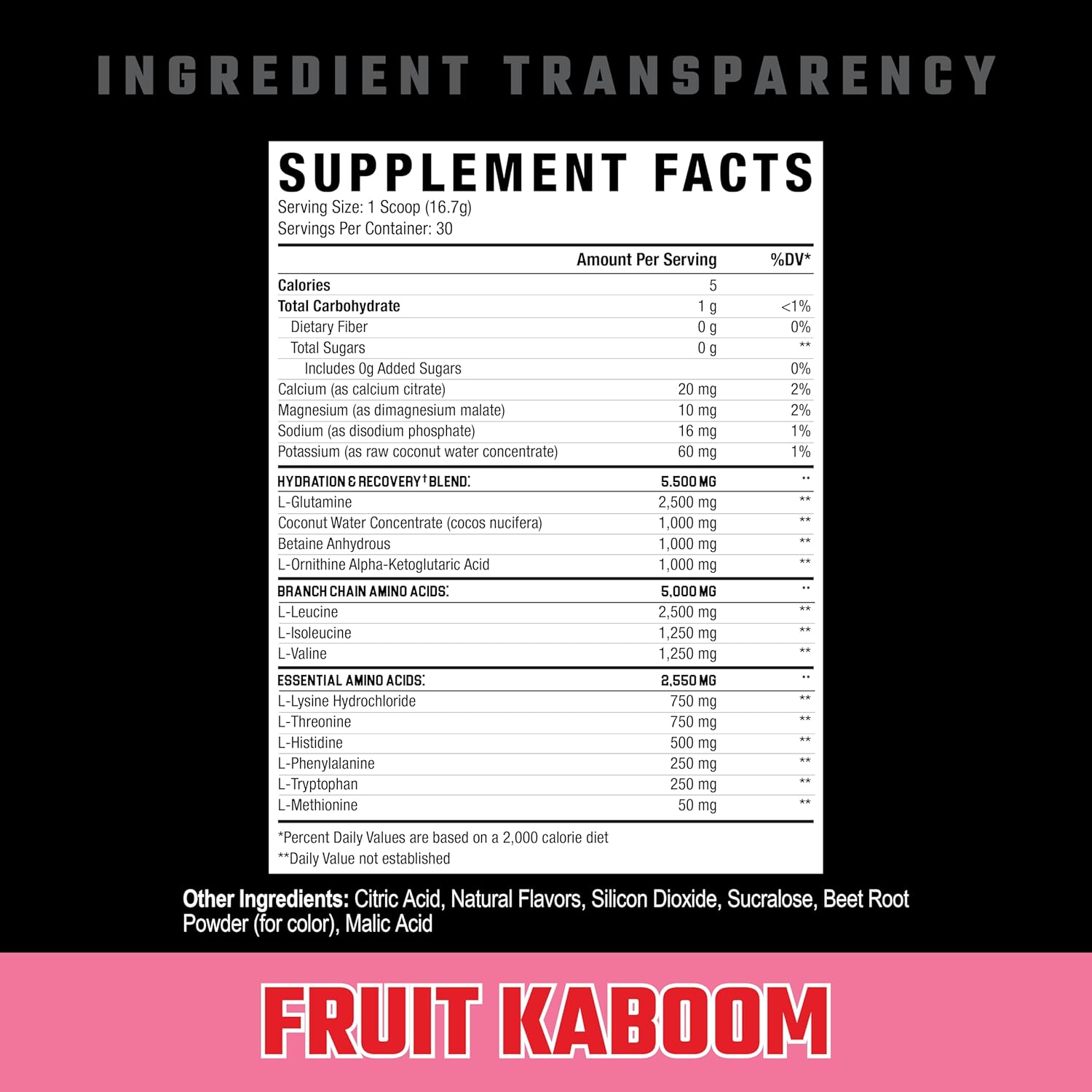 Axe & Sledge The Grind Amino Acids Supplement, 30 Servings - Fruit Kaboom Flavor, Essential BCAAs