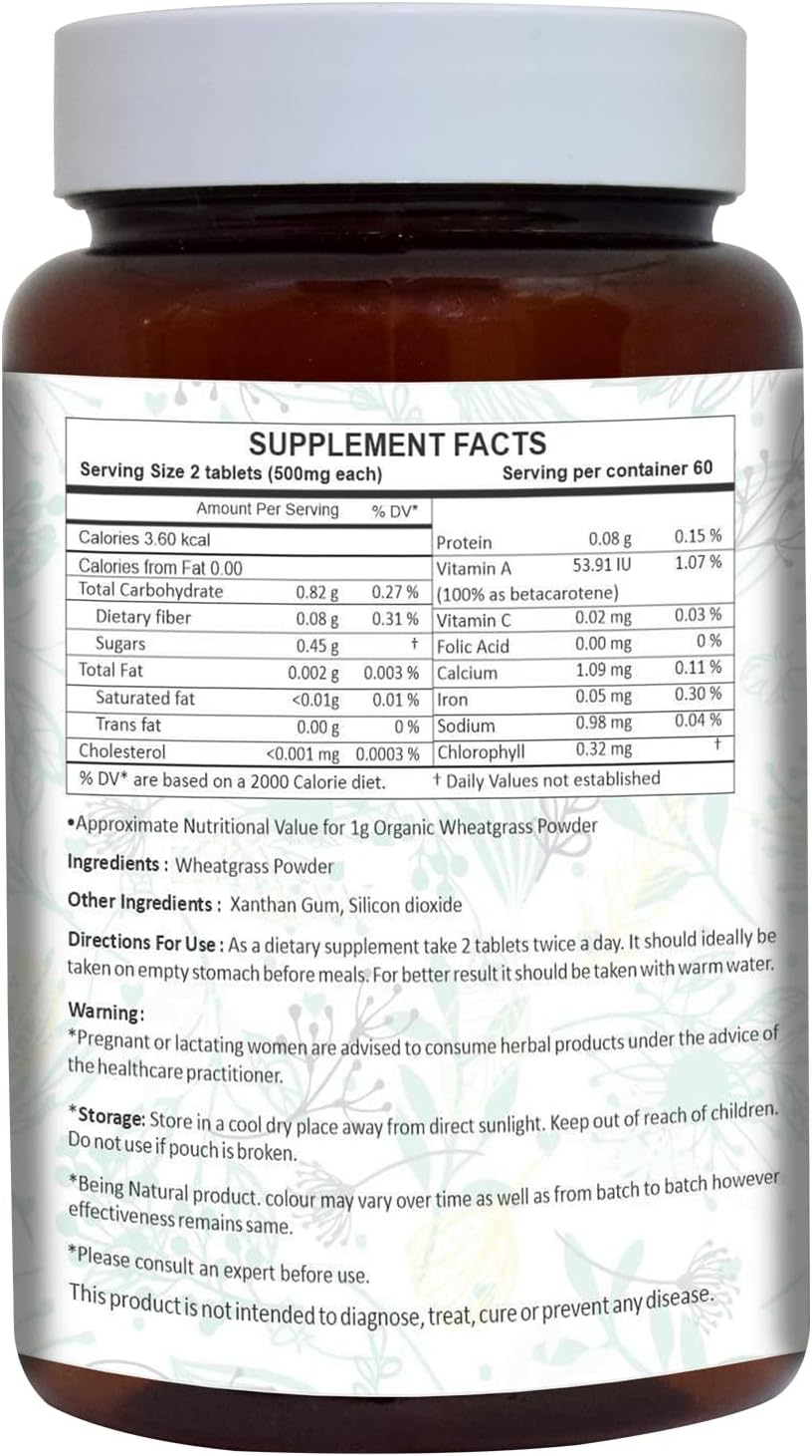 AYURFOREST Wheatgrass Tablets 500mg - 120 Herbal Supplements