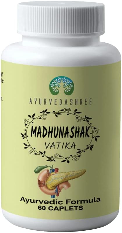 Ayurvedashree Madhunashak Vatika 60 Caplets - 1000 MG Natural Herb Extracts - Ayurvedic Formula