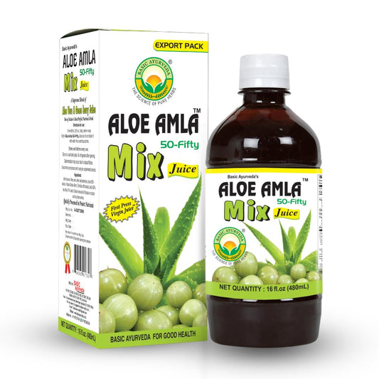 Ayurvedic Aloe Vera and Gooseberry Juice Blend | No Sugar Added Aloe Amla Fruit Drink | Rich in Vitamin C | Herbal Wellness Beverage | 16.23 Fl Oz
