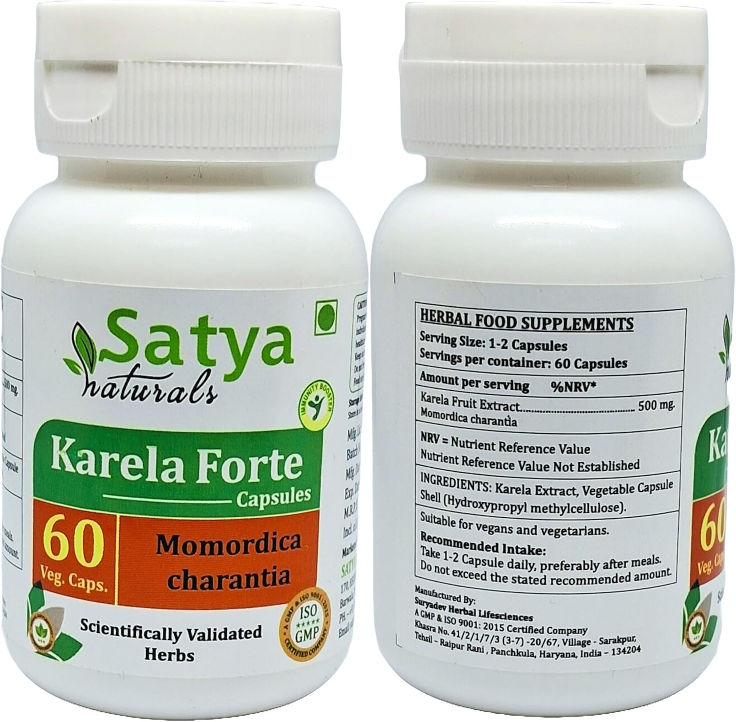 Ayurvedic Bitter Melon Capsules 500mg - 120 Veg Capsules | Karela Extract for Men and Women | Herbal Supplement | 10:1 Forte Formula | Satya Naturals