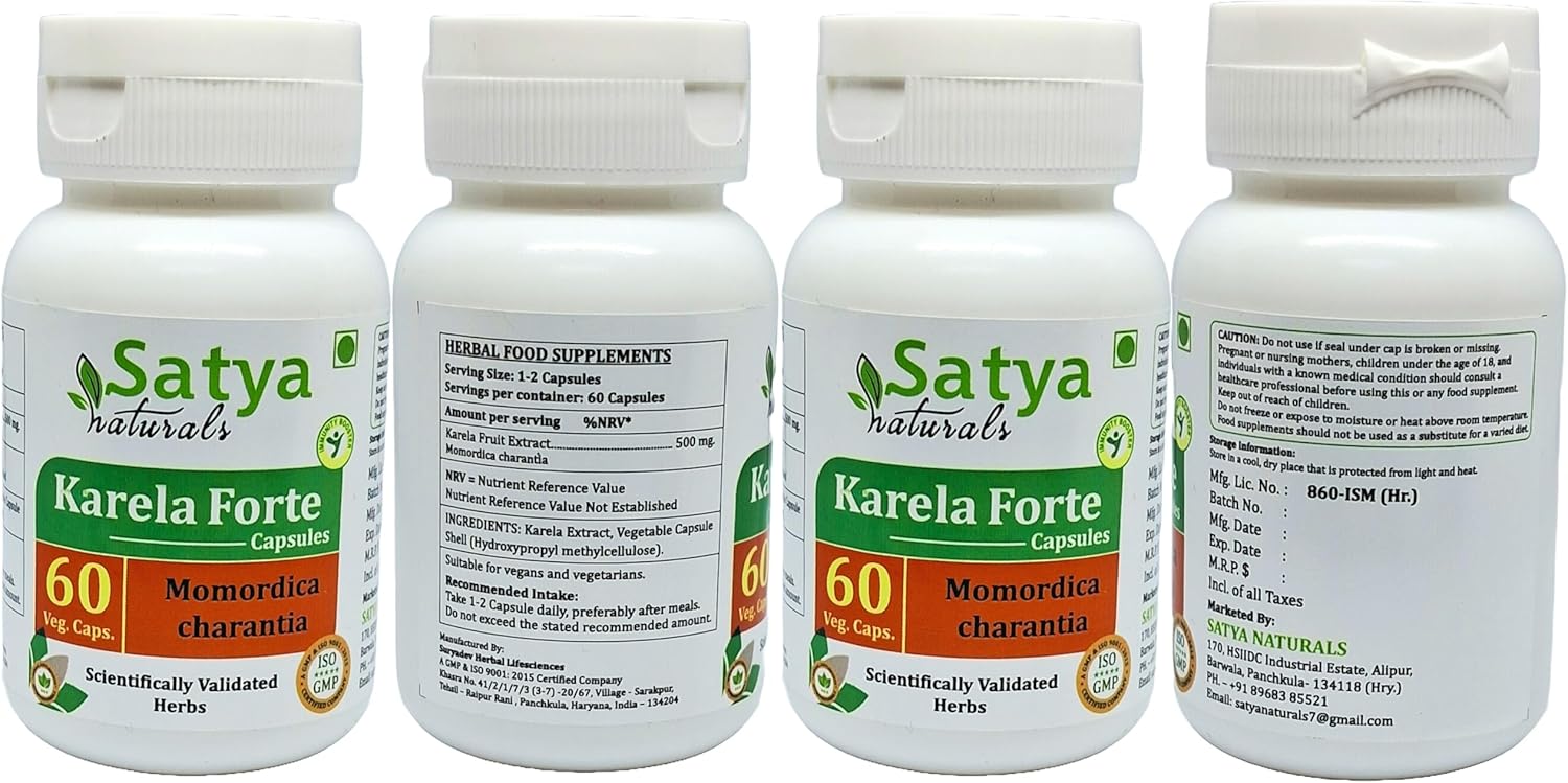 Ayurvedic Bitter Melon Forte Capsules 500mg - 240 Veg Caps - Karela Extract Supplement for Men and Women - 10:1 Concentration