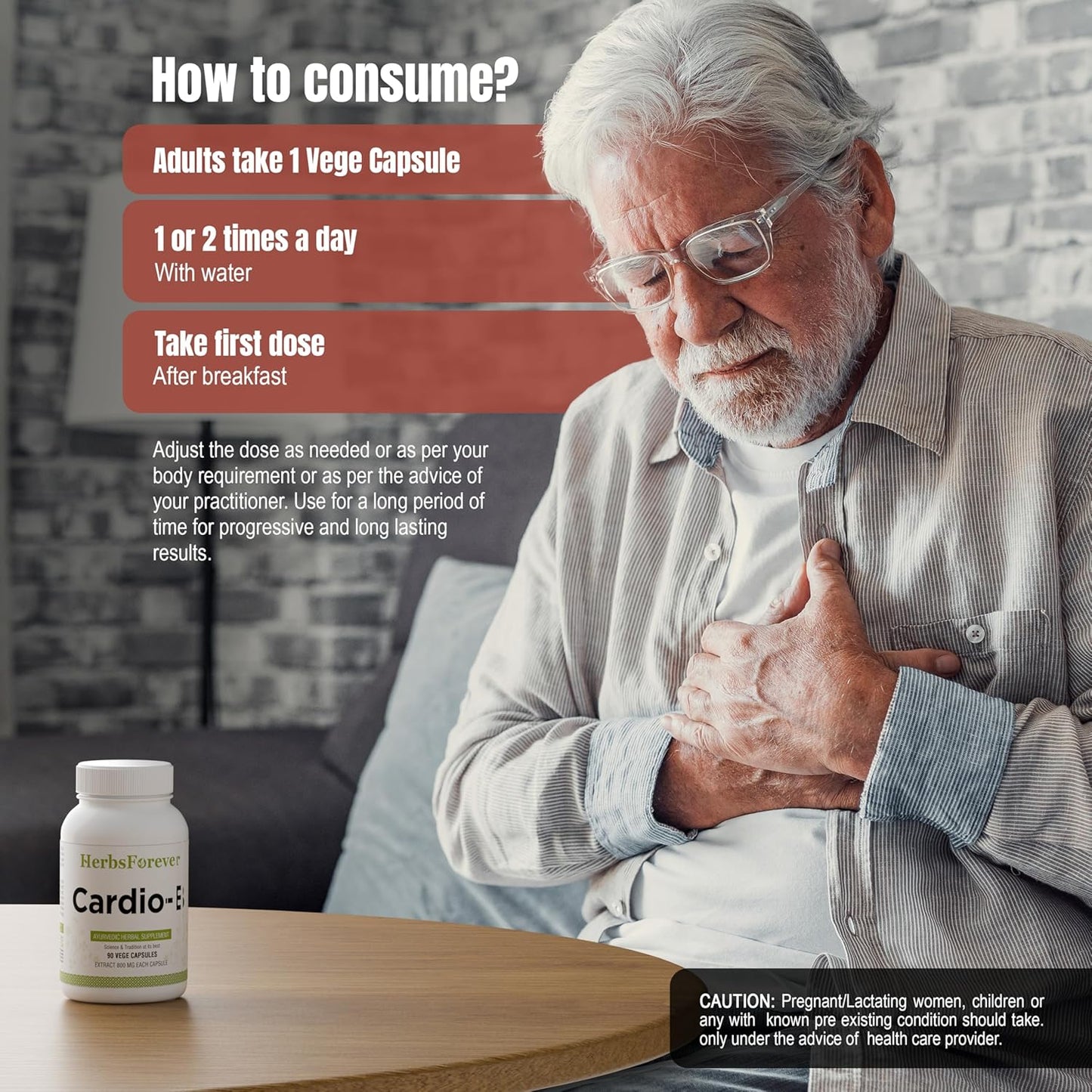 Ayurvedic Herbal Supplement for Heart Health - 90 Vege Capsules 800 Mg - Herbsforever Cardio-B