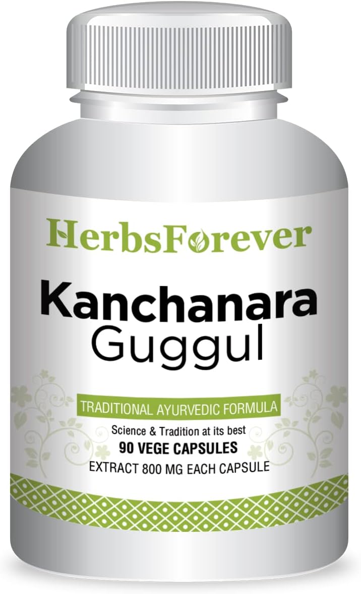 Ayurvedic Kanchnara Guggul Capsules 800mg - 90 Vege Capsules by Herbsforever