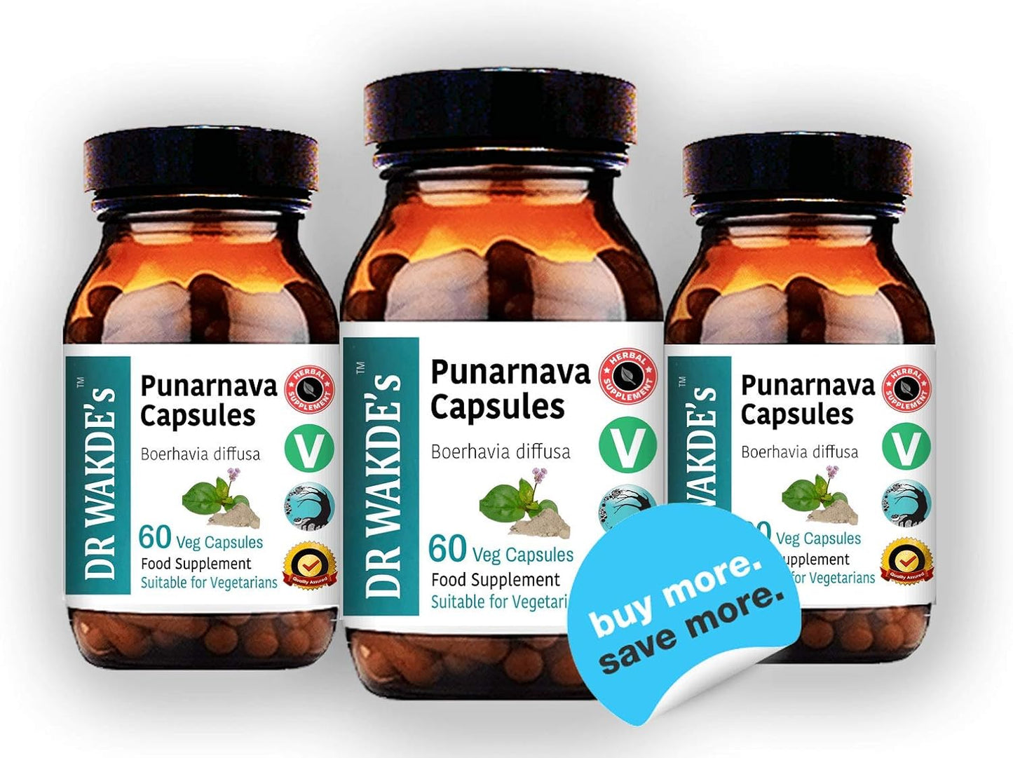 Ayurvedic Punarnava Capsules - 60 Veg Caps, Boerhavia Diffusa Supplement, Plant-Based & Vegan Formula