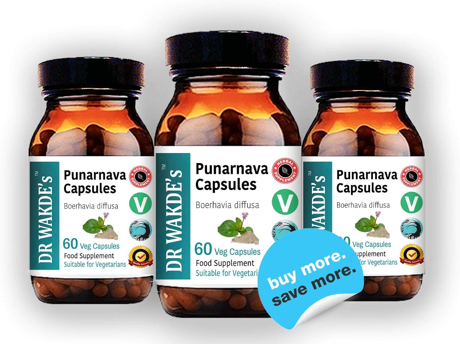 Ayurvedic Punarnava Capsules - 60 Veg Caps, Boerhavia Diffusa Supplement, Plant-Based & Vegan Formula