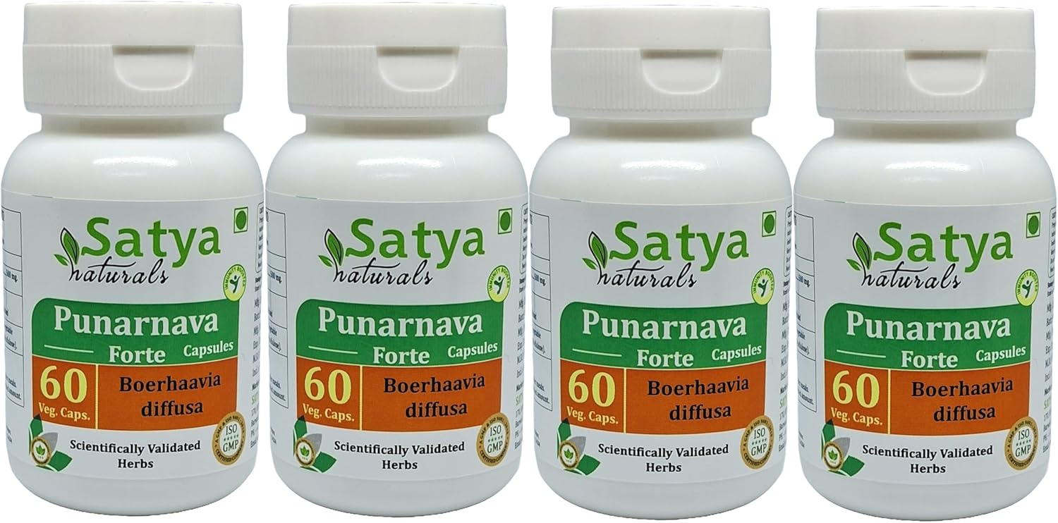 Ayurvedic Punarnava Forte Capsules 500mg - Herbal Supplement for Men and Women - 10:1 Extract - 240 Capsules Total