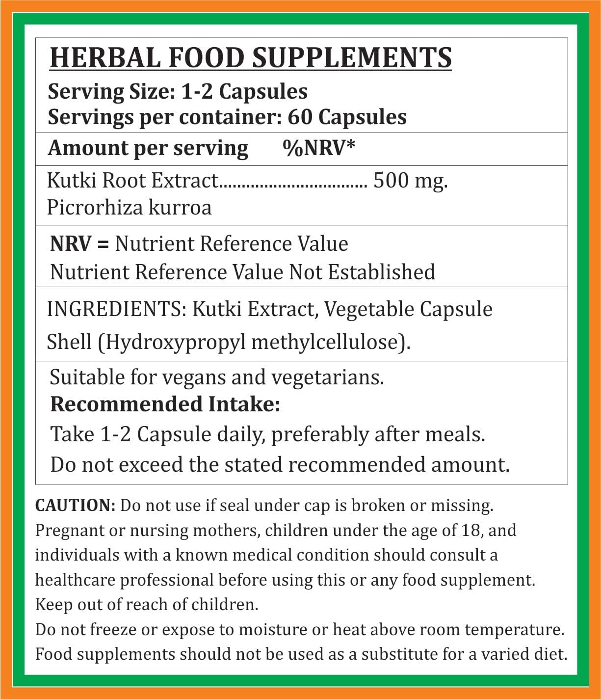 Ayurvedic Satya Naturals Kutki Forte Capsules 500mg - 60 Capsules | Picrorhiza Kurroa Extract | Herbal Supplement for Men and Women | 10:1 Strength | 1 Bottle