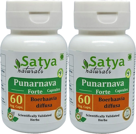 Ayurvedic Satya Naturals Punarnava Forte Capsules 500mg - 120 Capsules | Boerhavia Diffusa Extract for Men & Women | Herbal Supplement for Wellness & Remedies