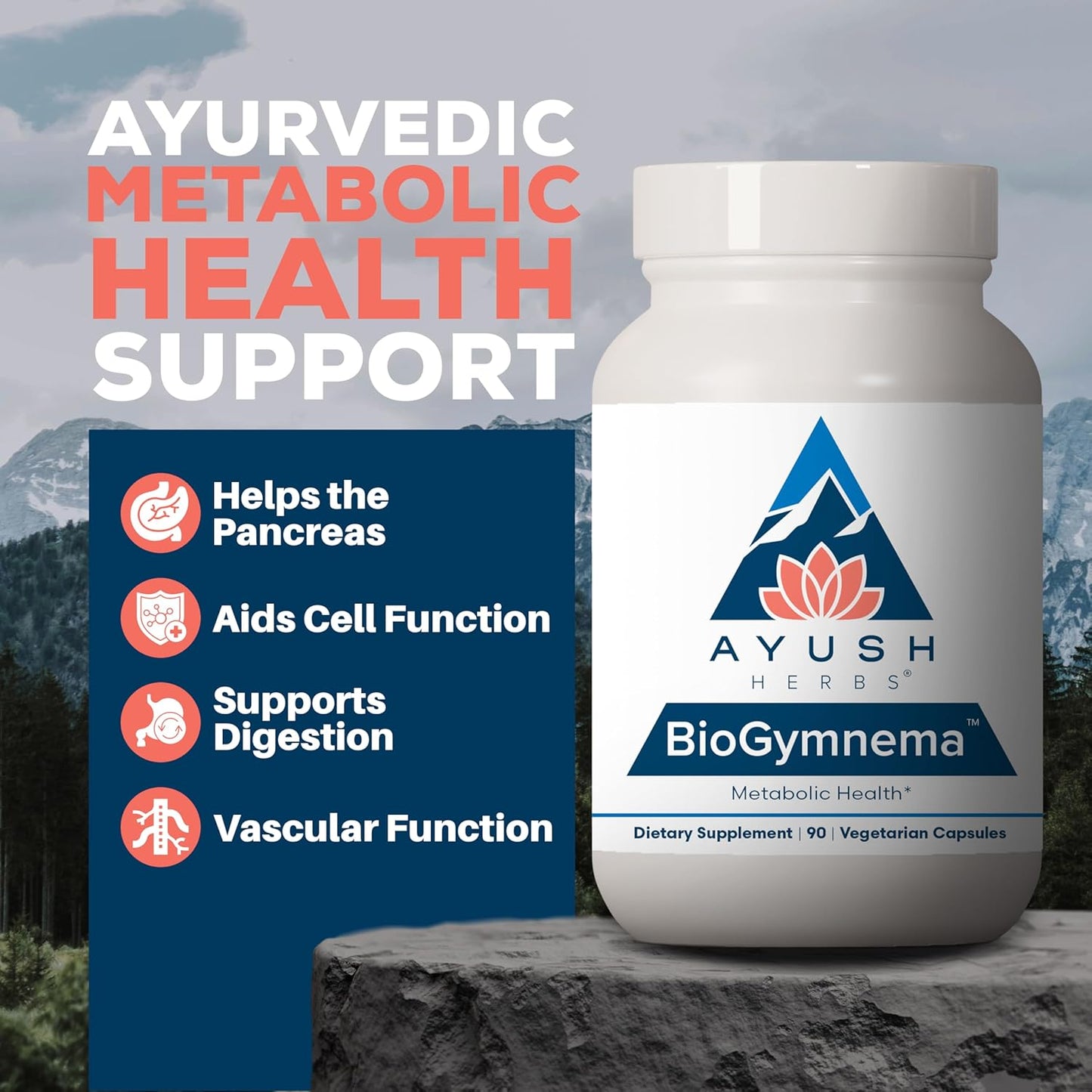 Ayush Herbs BioGymnema - Metabolic Health Supplement with Biotin, Berberine, and Gymnema - 90 Vegetarian Capsules