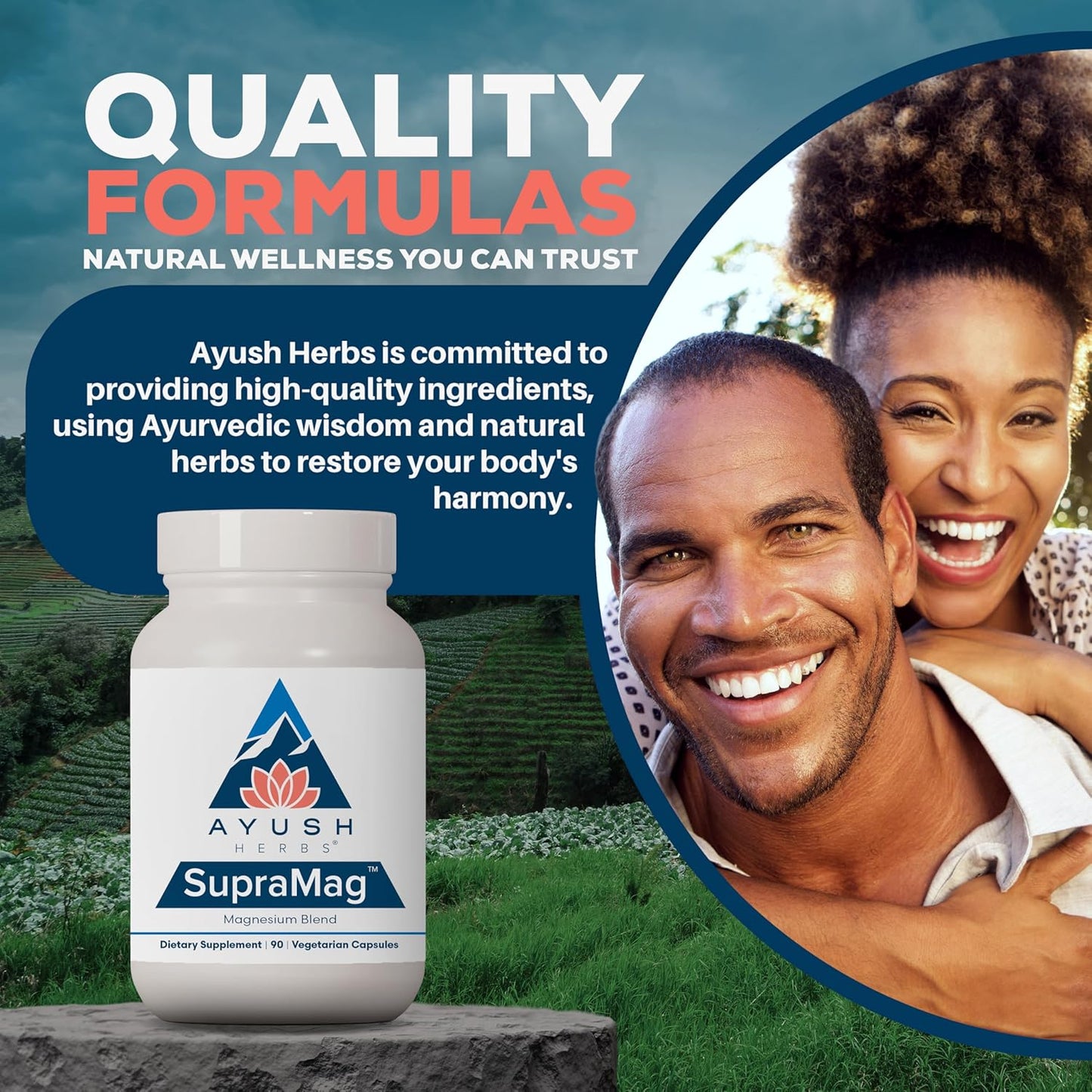 Ayush Herbs SupraMag: Magnesium Blend for Sleep, Stress, Cognitive Support - 90 Vegetarian Capsules