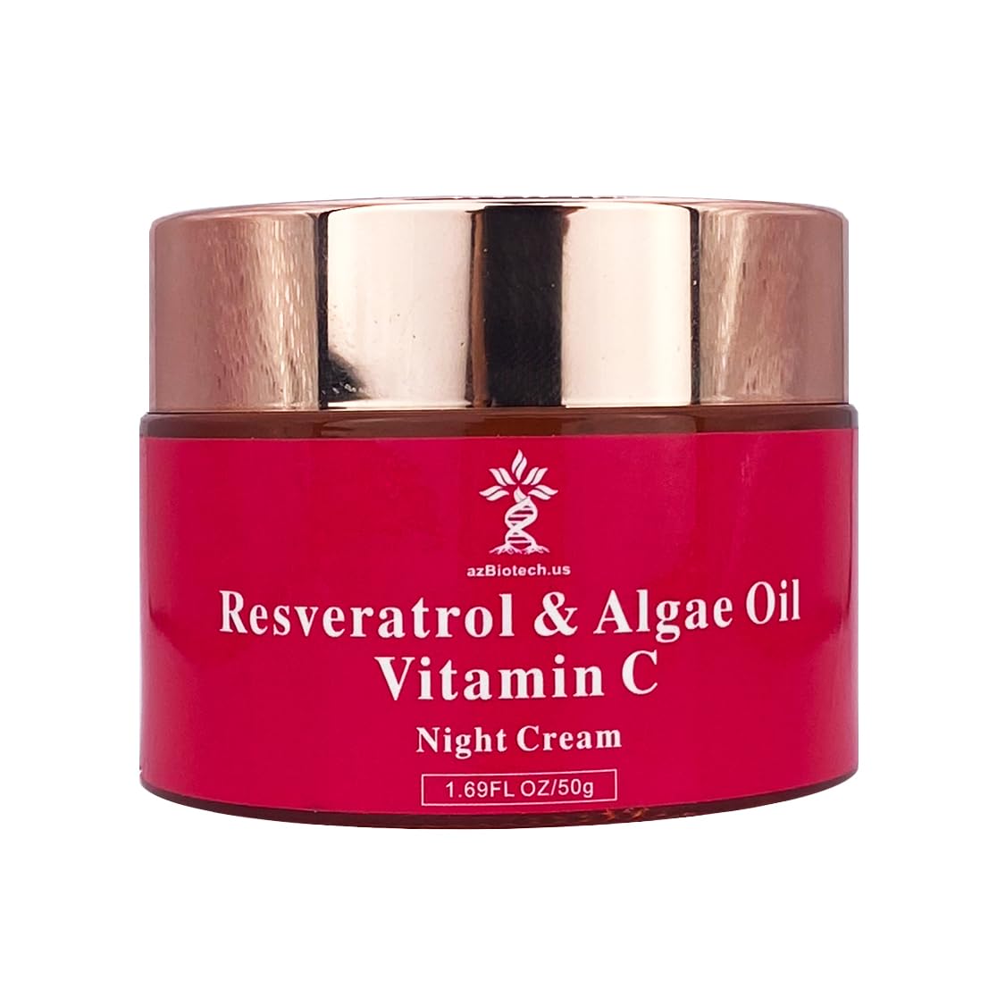 AZ BIOTECH Resveratrol, Algae Oil, and Vitamin C Night Cream - 1.69 fl, Anti-aging Moisturizer