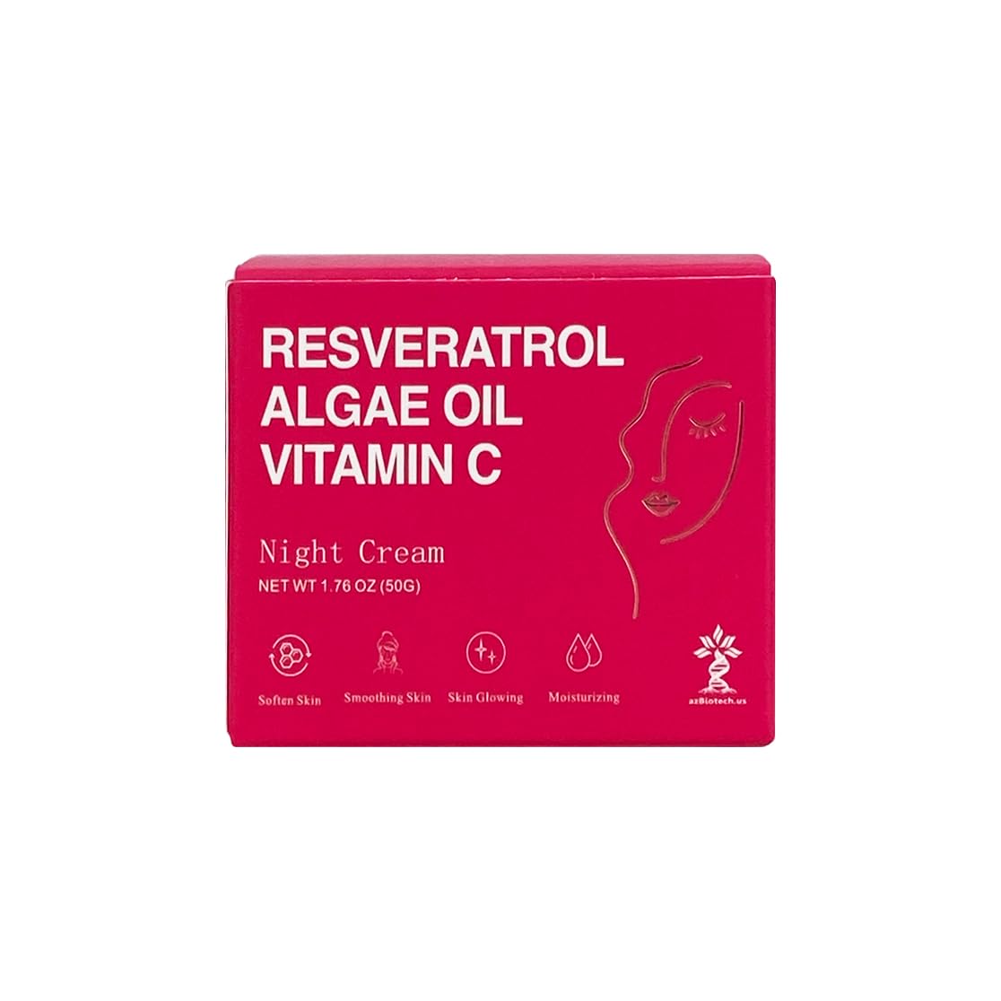 AZ BIOTECH Resveratrol, Algae Oil, and Vitamin C Night Cream - 1.69 fl, Anti-aging Moisturizer