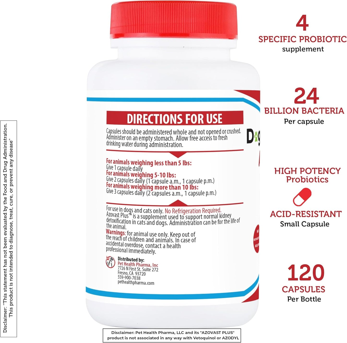 Azovast Plus Kidney Health Supplement for Dogs & Cats, 720 Capsules - Support Kidney Function & Manage Renal Toxins - No Refrigeration Needed - Renal Care Pharma Supplement