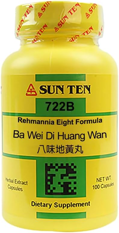Ba Wei Di Huang Wan Capsules - Sun Ten Rehmannia Eight Formula 722B, 100 Count