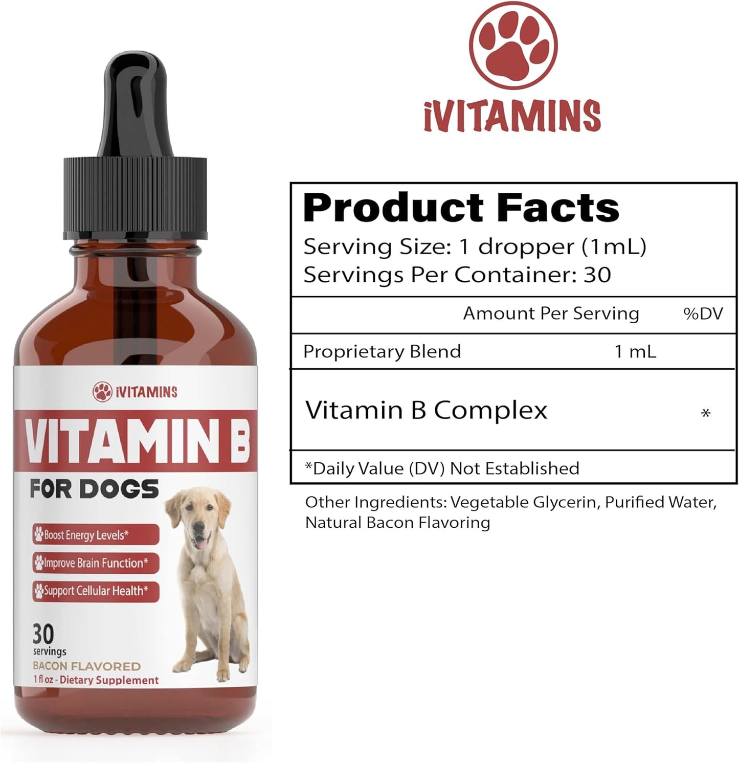Bacon Flavored Vitamin B Complex Supplement for Dogs - 1 fl oz