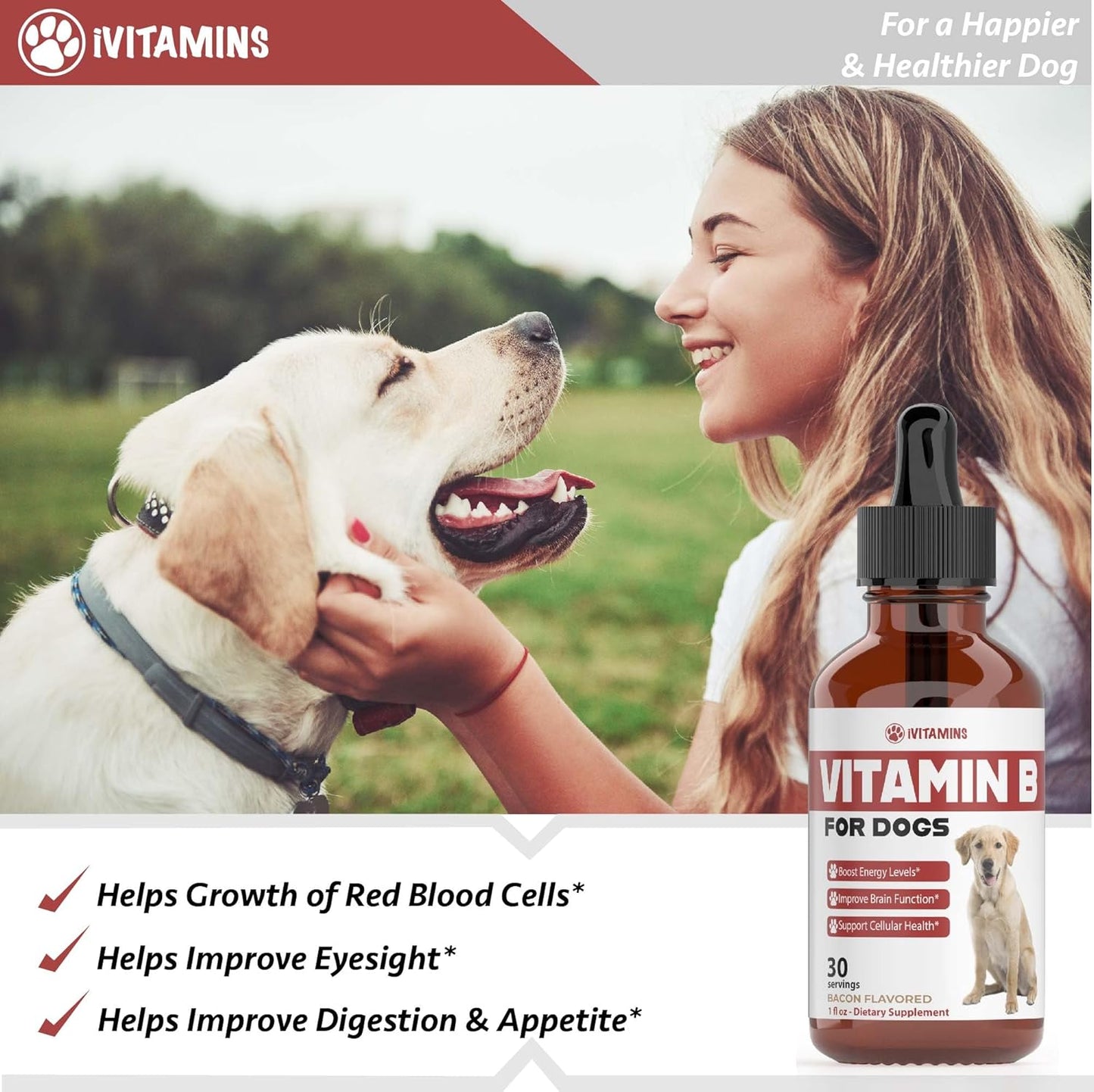 Bacon Flavored Vitamin B Complex Supplement for Dogs - 1 fl oz