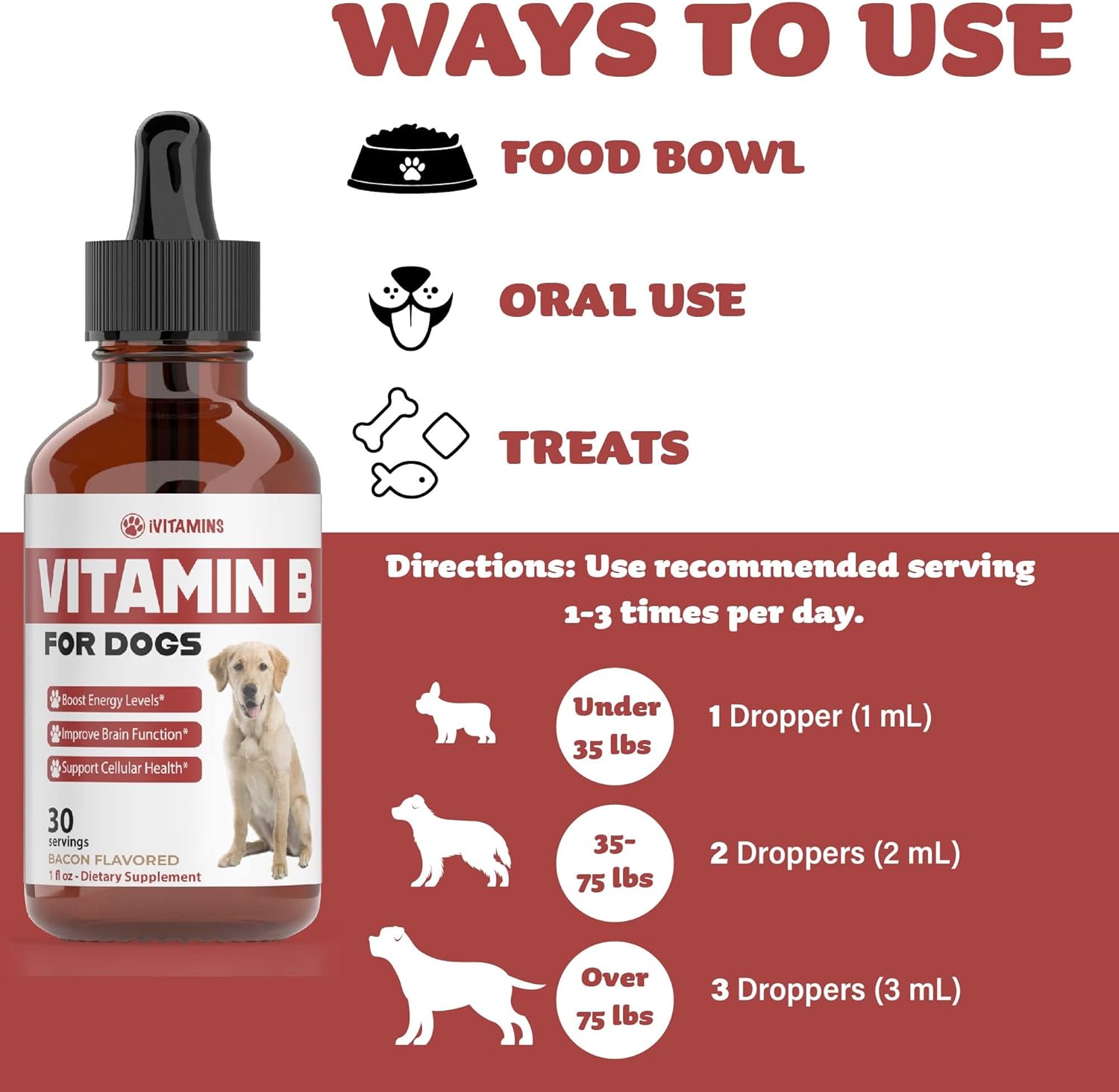 Bacon Flavored Vitamin B Complex Supplement for Dogs - 1 fl oz