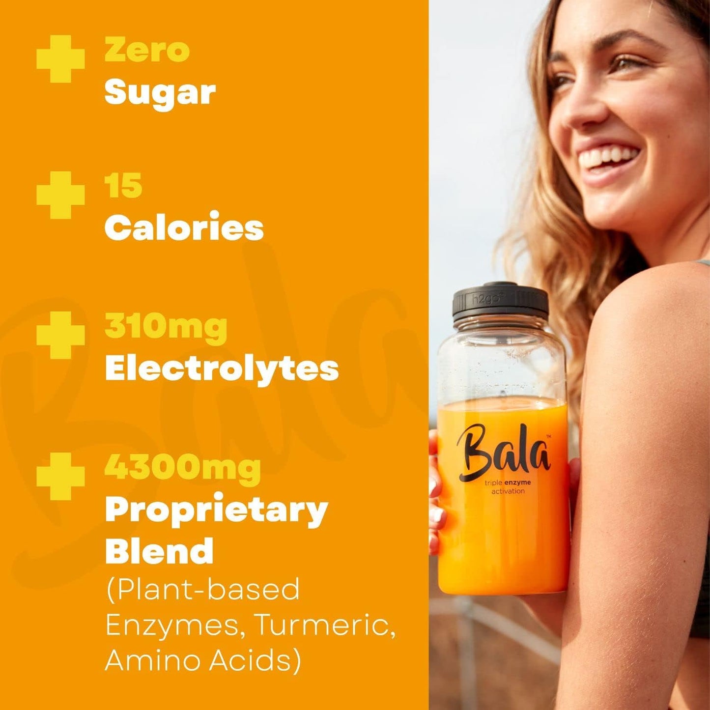 BALA Turmeric Enzyme Electrolyte Powder Packets - Muscle Recovery Post Workout Drink - Sugar Free Keto Hydration Mix for Gut and Joint Support - 10 Pack