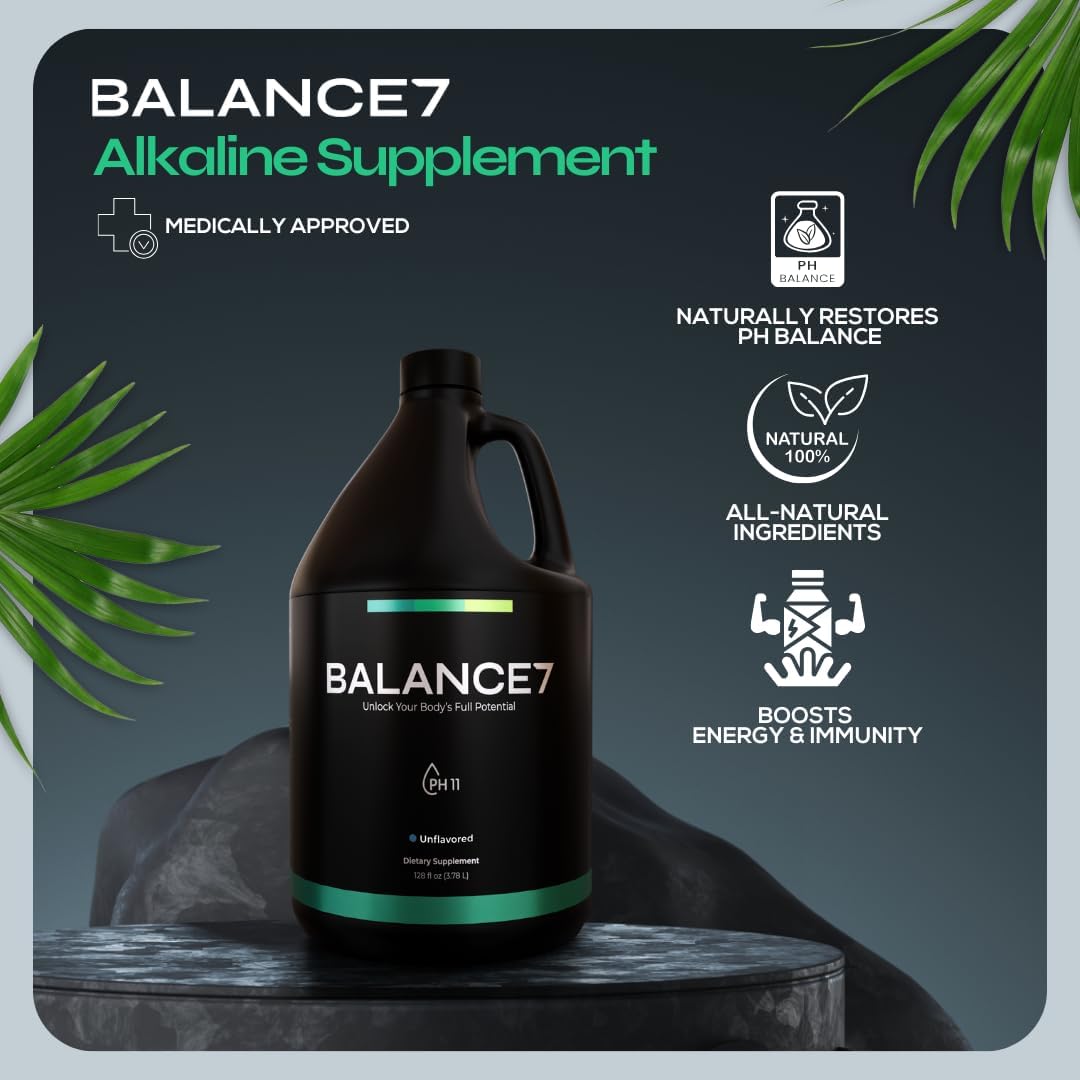 Balance 7 Alkaline Supplement - Liquid pH Booster with Minerals for Energy, Stamina, Recovery & Immunity Boost