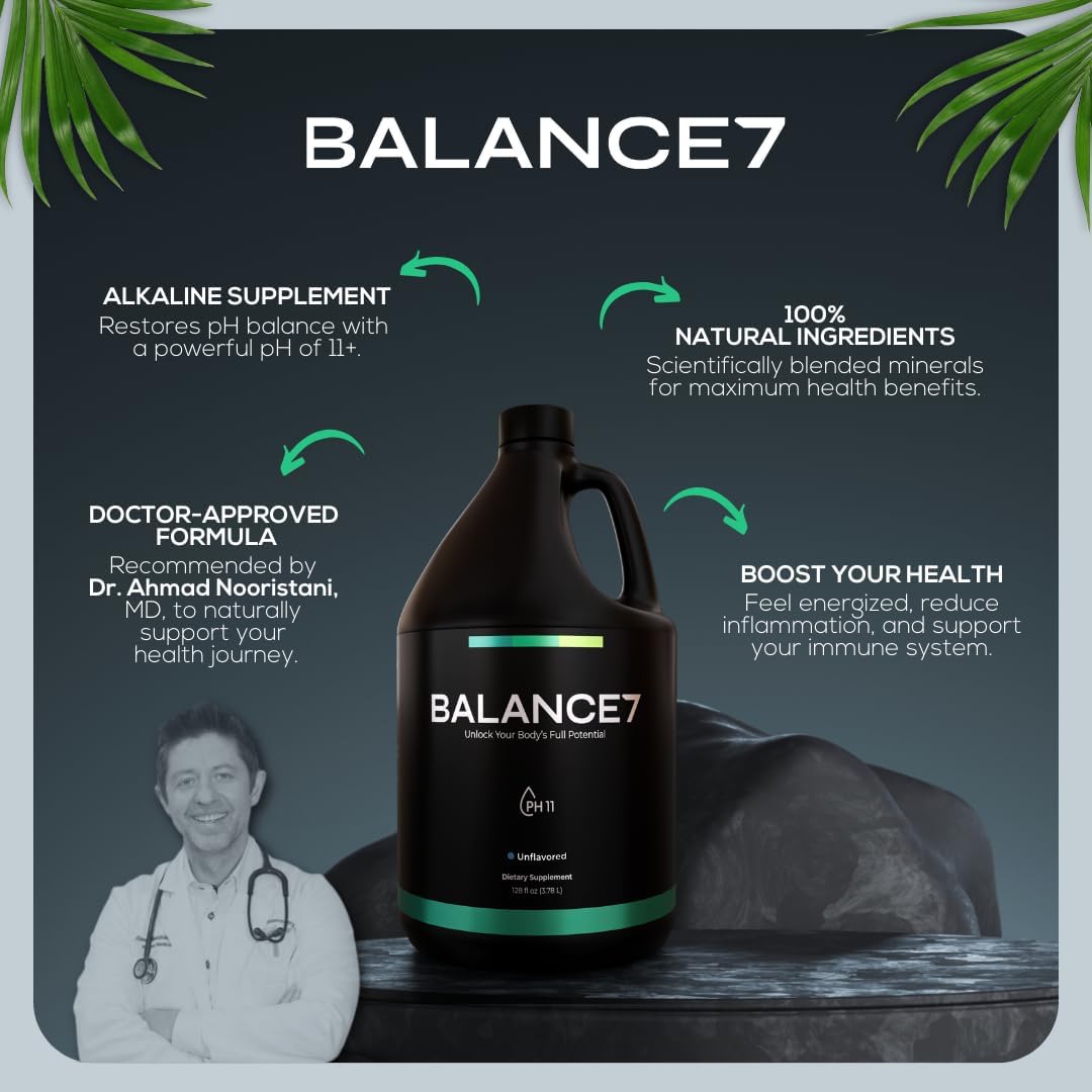 Balance 7 Alkaline Supplement - Liquid pH Booster with Minerals for Energy, Stamina, Recovery & Immunity Boost