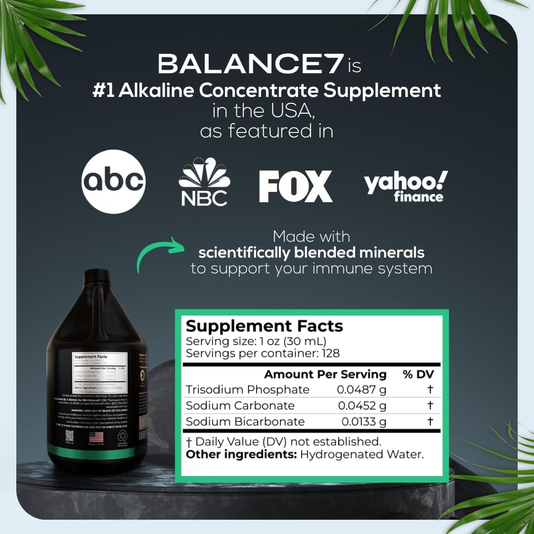 Balance 7 Alkaline Supplement - Liquid pH Booster with Minerals for Energy, Stamina, Recovery & Immunity Boost