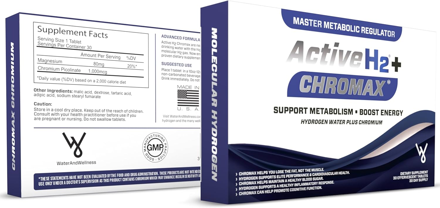 Balance Metabolism & Boost Fitness with Purative Active H2+ Chromax - Hydrogen Water Tablets with Chromium (30 Tablets)