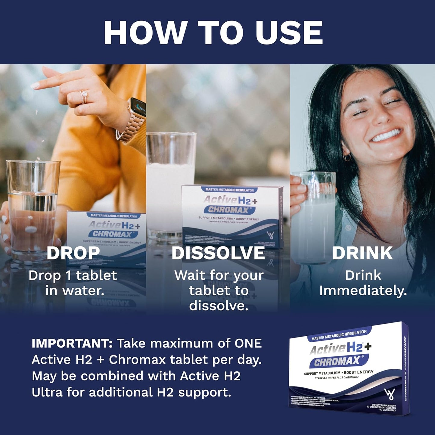 Balance Metabolism & Boost Fitness with Purative Active H2+ Chromax - Hydrogen Water Tablets with Chromium (30 Tablets)