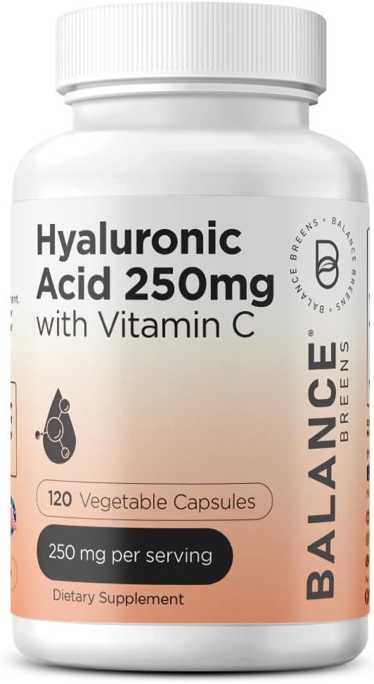 Balancebreens Hyaluronic Acid & Vitamin C Supplement with Immunity-Boosting Olive Leaf & Quercetin - 400mg Formula