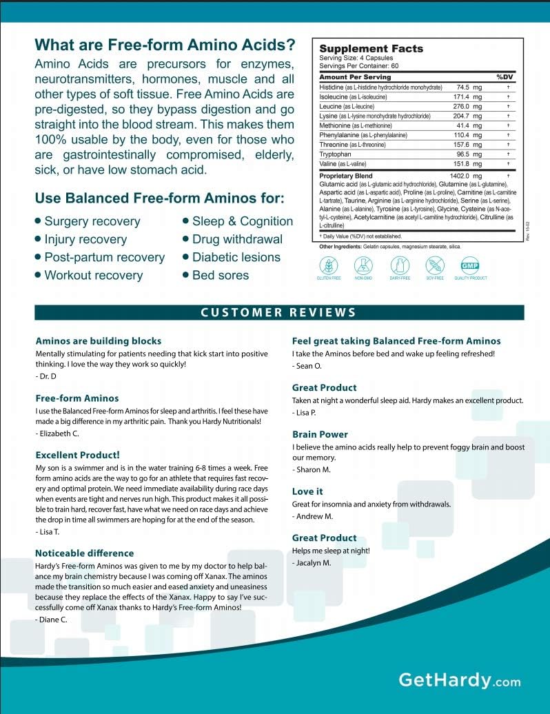 Balanced Free-Form Aminos: Amino Acids Similar to Human Milk for Neurotransmitter and Hormone Health