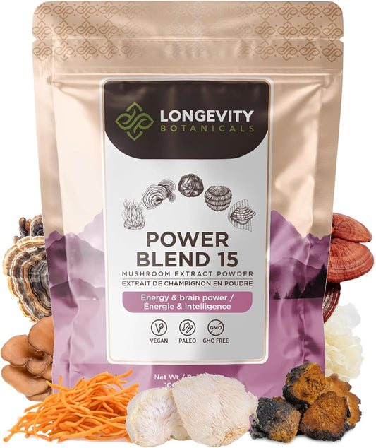 Balanced Immune System Support with 15 Mushroom Supplement Blend - 100g Powder for Mental Clarity and Relaxation