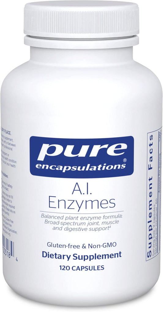 Balanced Plant Enzyme Formula for Joint, Muscle, and Digestive Support - Pure Encapsulations A.I. Enzymes - 120 Capsules